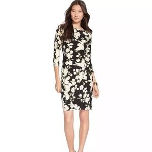 RALPH LAUREN | Navy Blue Floral 3/4 Sleeve Dress 8